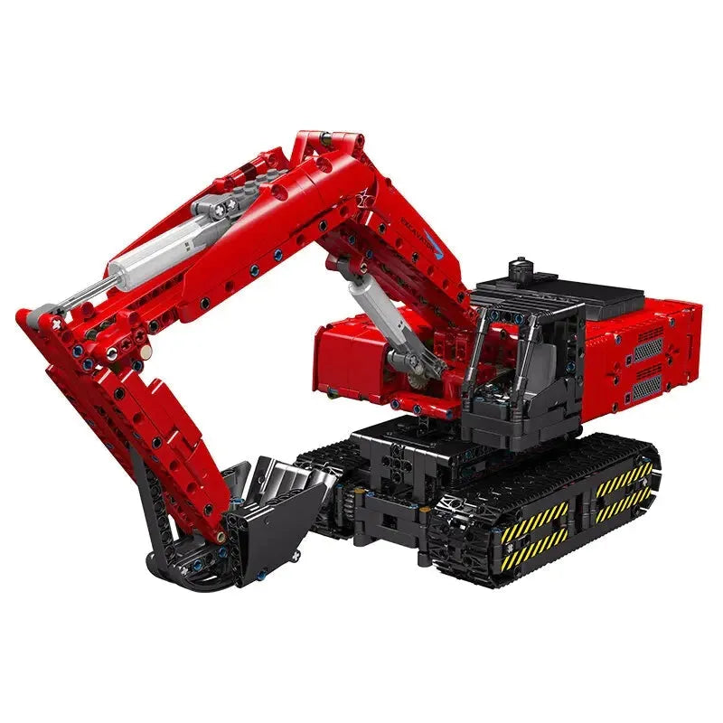 Tech Motorized MOC Red Mechanical Digger Bricks Toy