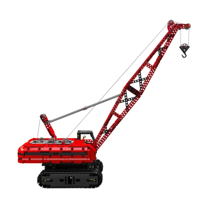 Tech Moc Motorized Red Crawler Crane Bricks Toy