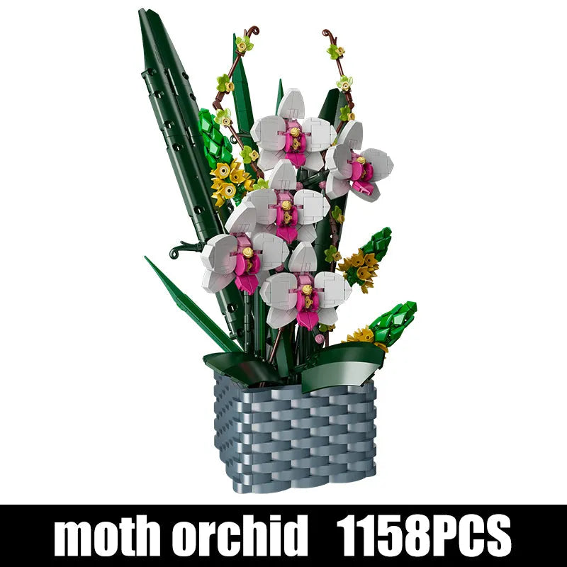 Building Block Flower Lavender Orchid Plant Potted Flower Bouquet