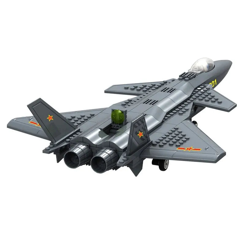 MOC Military J20 Stealth Fighter Plane Bricks Toys Kids