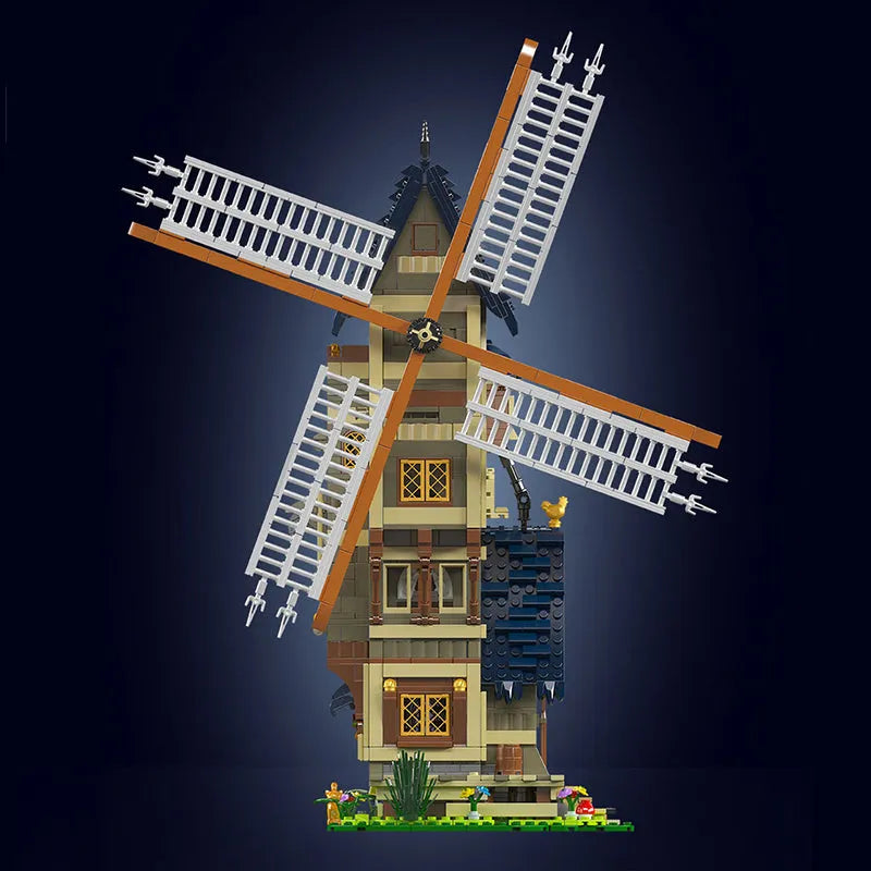 Building Blocks Creator Ideas MOC Medieval City Windmill Bricks Toy Construction Set Toys - 3