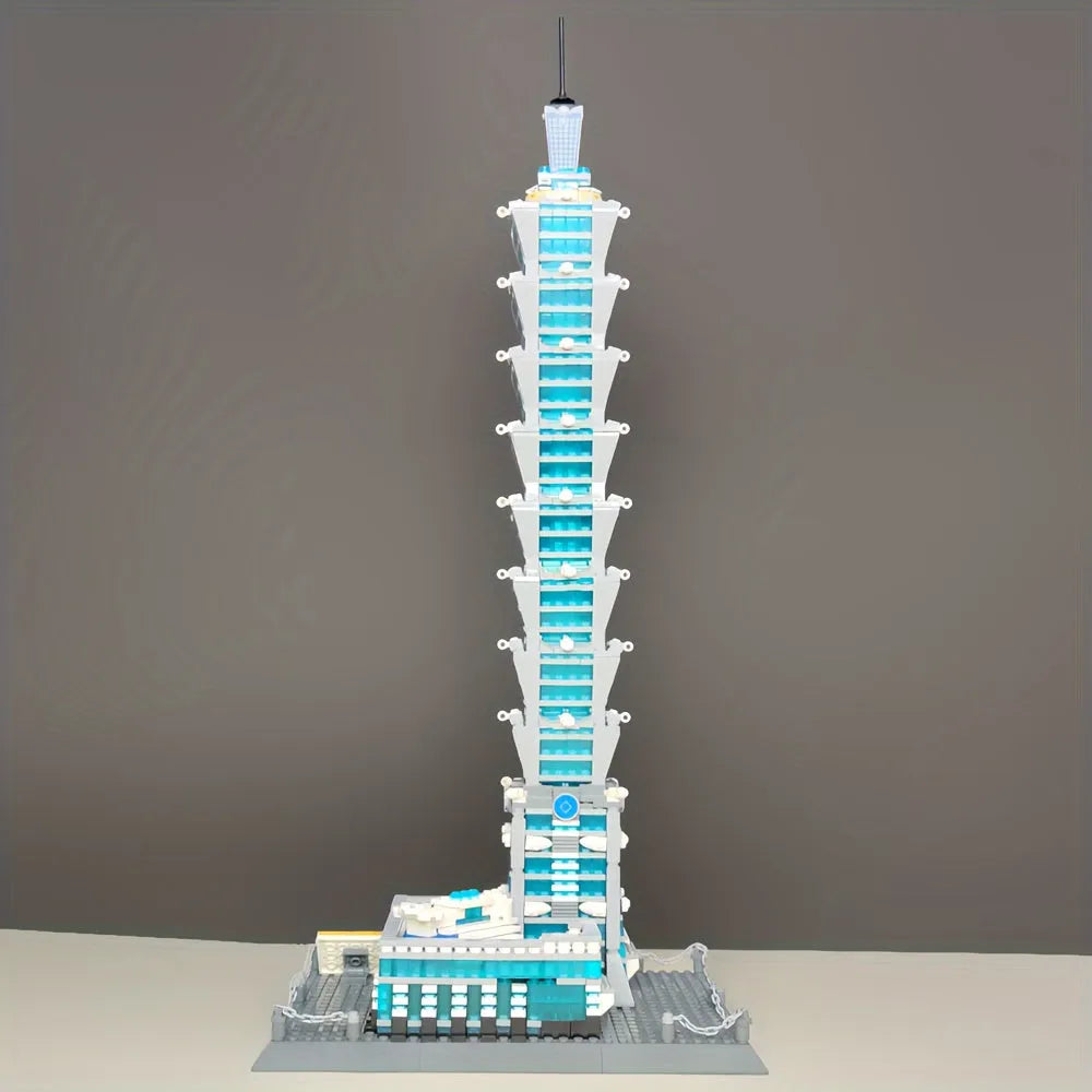 Building Blocks MOC Architecture Taipei 101 Tower Bricks Toys Construction Set Toys - 11