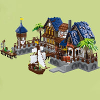 Thumbnail for Building Blocks Creator Experts MOC Medieval Town Harbor Bricks Toy Construction Set Toys - 4