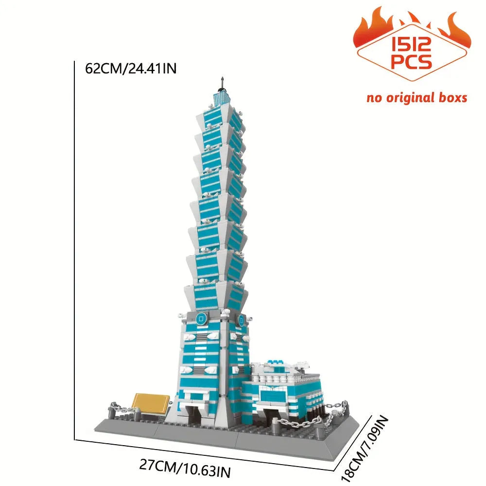 Building Blocks MOC Architecture Taipei 101 Tower Bricks Toys Construction Set Toys - 3