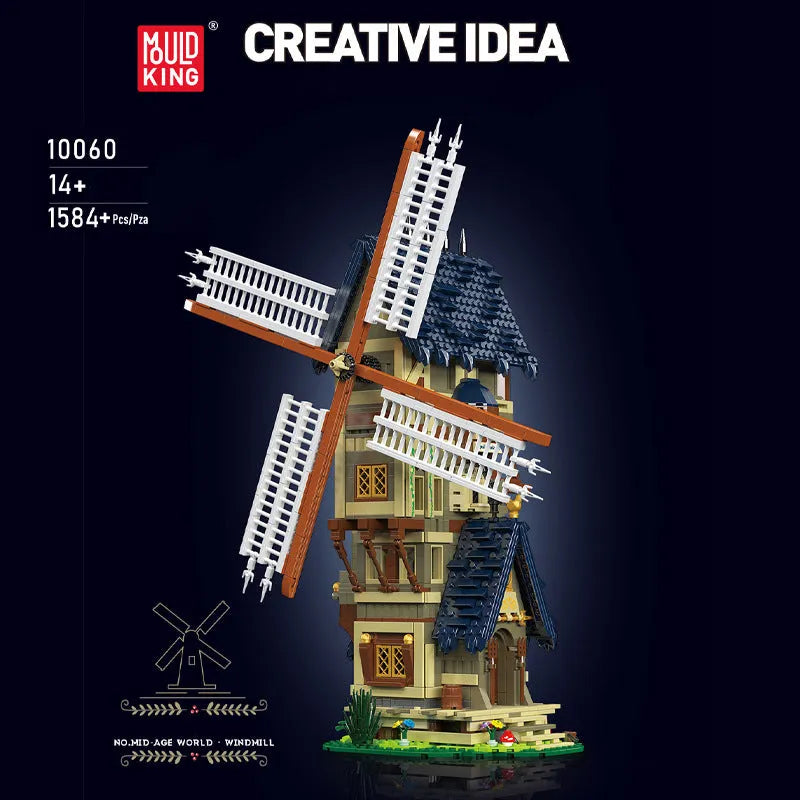 Building Blocks Creator Ideas MOC Medieval City Windmill Bricks Toy Construction Set Toys - 2