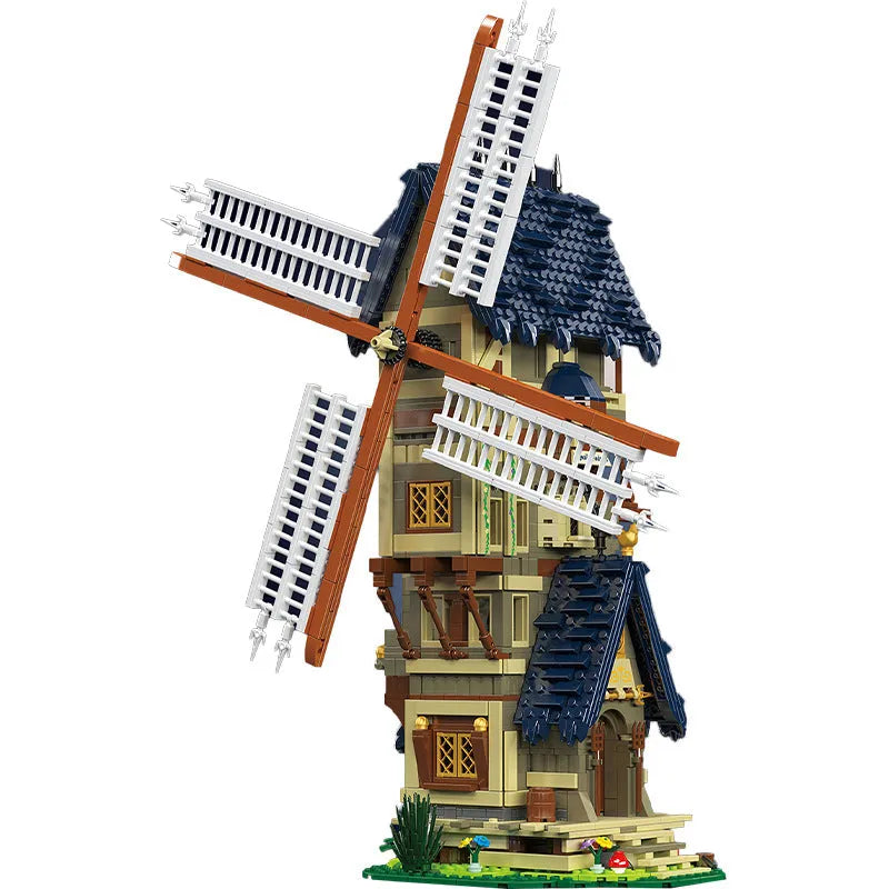 Building Blocks Creator Ideas MOC Medieval City Windmill Bricks Toy Construction Set Toys - 1