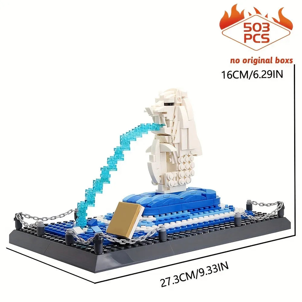 Building Blocks MOC Architecture Famous Merlion Statue Bricks Toys 4218 Construction Set Toys - 4