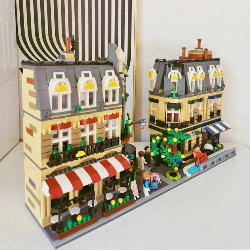 Building Blocks City Street Creator Expert MOC Paris Restaurant Bricks Toy - 9