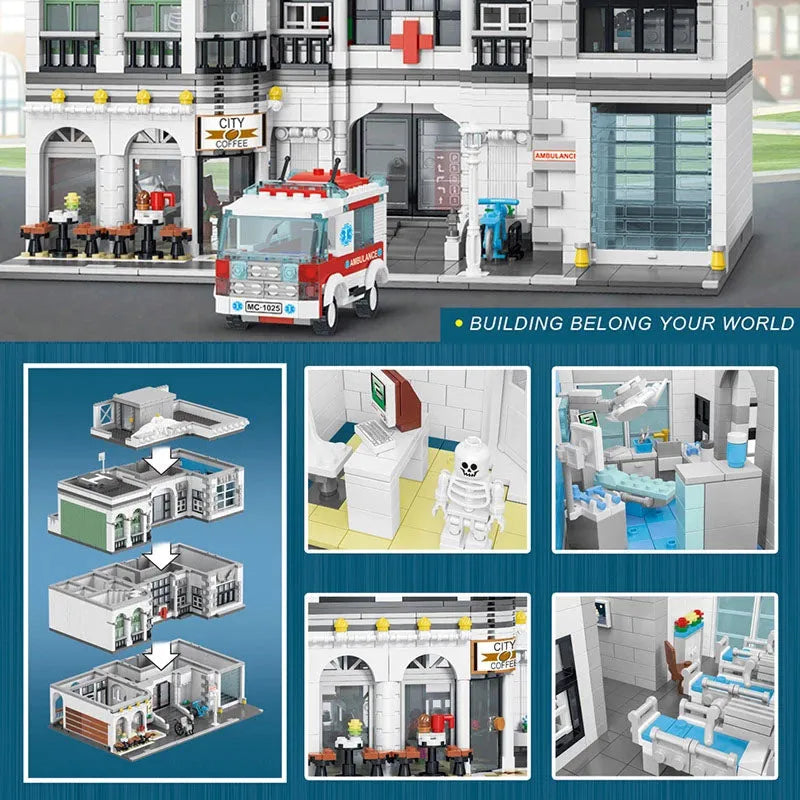 Building Blocks Creator MOC Expert City Hospital Bricks Toys Construction Set Toys - 7