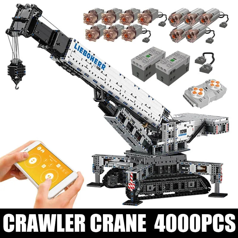 Tech MOC Liebherr RC APP Crawler Crane Bricks Toys