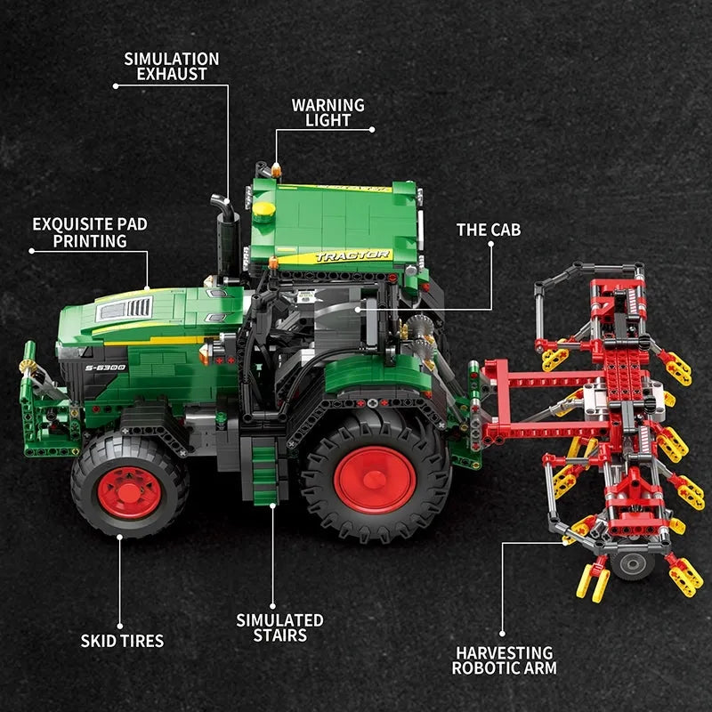 Building Blocks Expert Tech MOC Motorized Agricultural RC Tractor Bricks Toy Construction Set Toys - 4