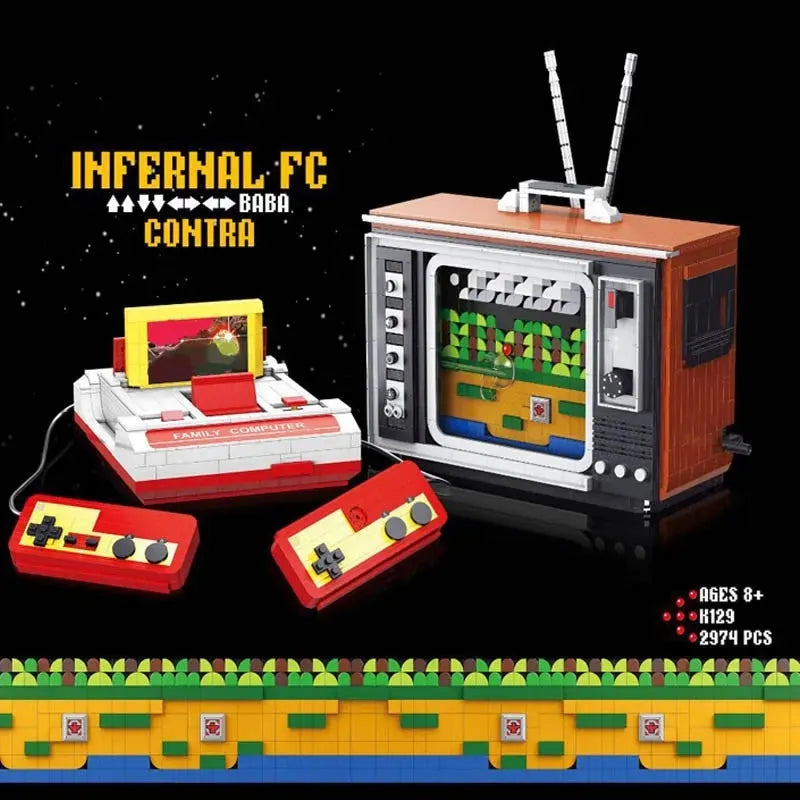 Building Blocks Creator Expert MOC Infernal FC Contra Retro TV Game Bricks Toy Construction Set Toys - 2