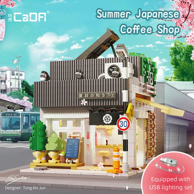 Building Blocks Creator MOC Japanese Summer Coffee Shop Bricks Toys 66007 Construction Set Toys - 3