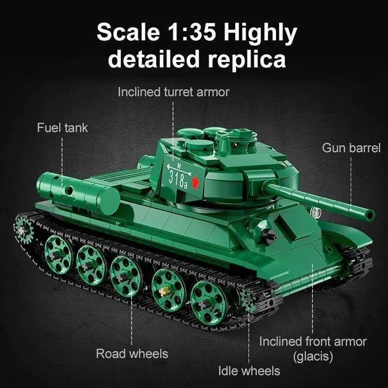 Building Blocks Military Army RC Motorized T34 Medium Tank Bricks Toy Construction Set Toys - 3