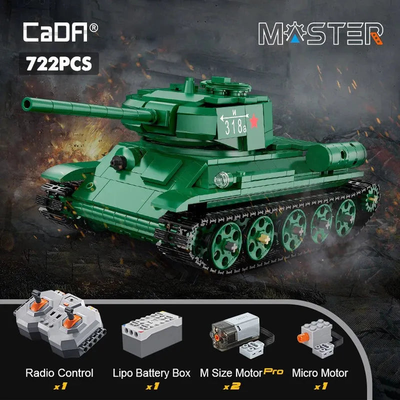 Building Blocks Military Army RC Motorized T34 Medium Tank Bricks Toy Construction Set Toys - 2