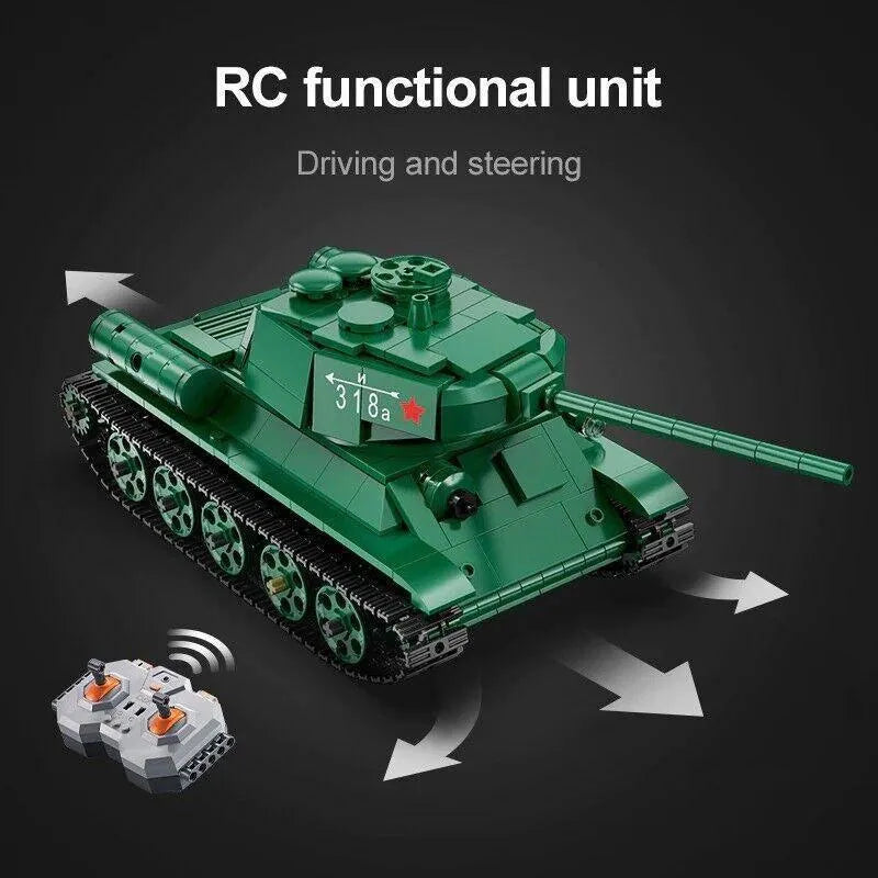 Building Blocks Military Army RC Motorized T34 Medium Tank Bricks Toy Construction Set Toys - 7