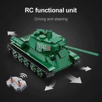 Thumbnail for Building Blocks Military Army RC Motorized T34 Medium Tank Bricks Toy Construction Set Toys - 7