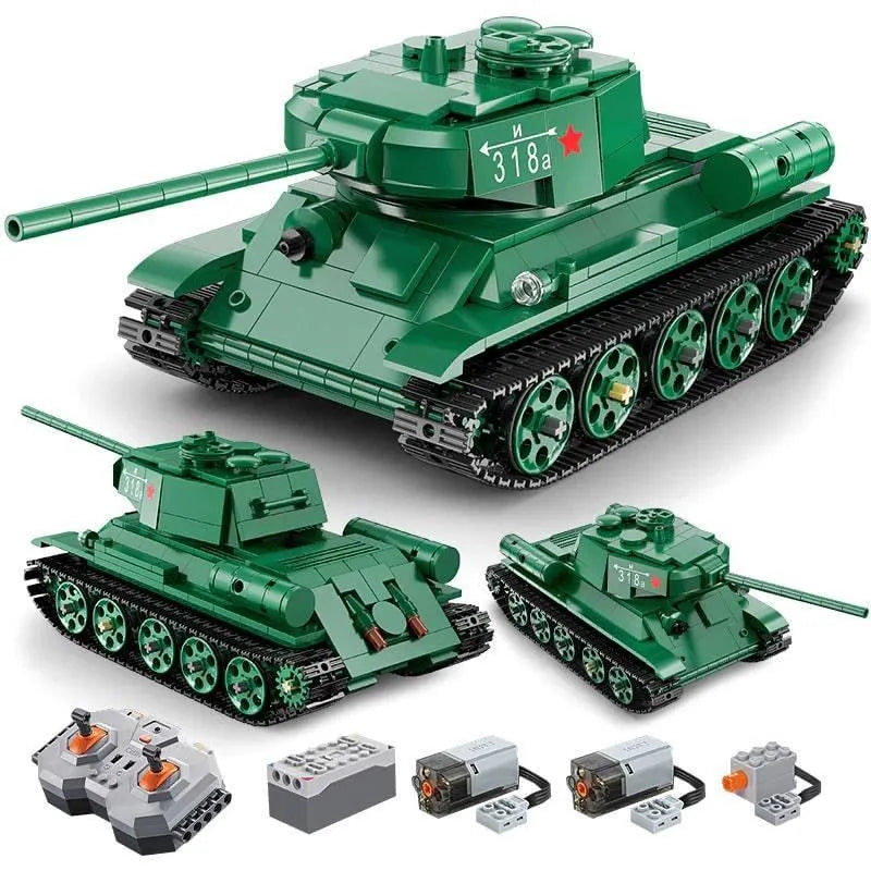 Building Blocks Military Army RC Motorized T34 Medium Tank Bricks Toy Construction Set Toys - 1