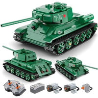 Thumbnail for Building Blocks Military Army RC Motorized T34 Medium Tank Bricks Toy Construction Set Toys - 1