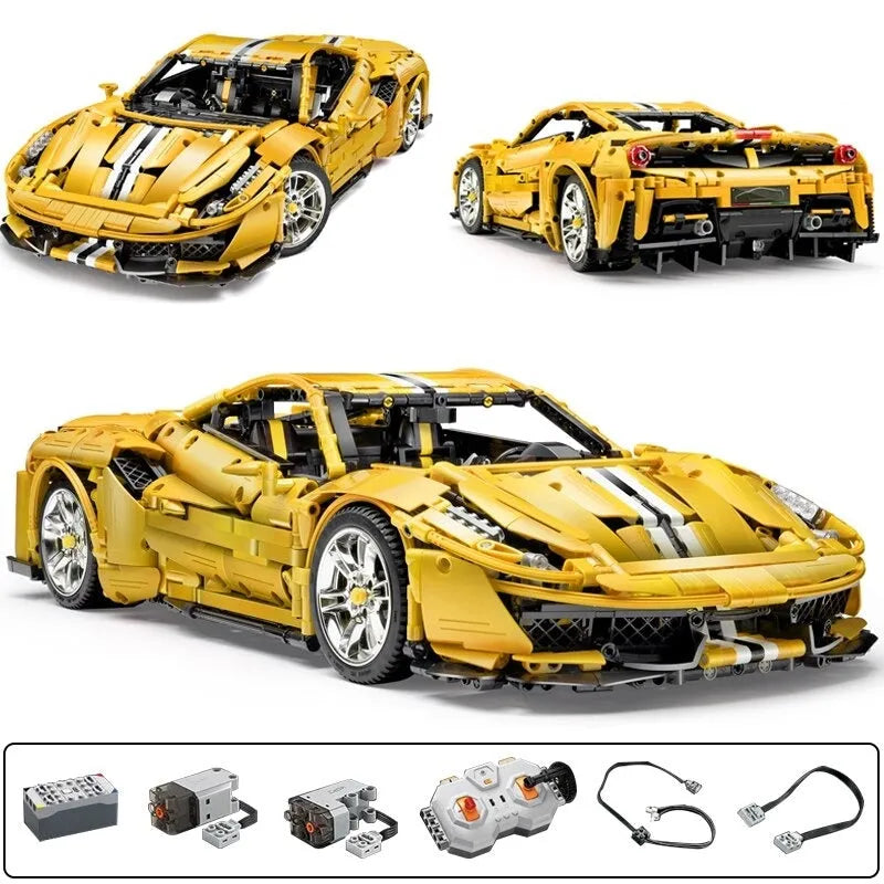 Building Blocks MOC Motorized RC Ferrari 488 Racing Car Bricks Toys 61057 Construction Set Toys - 1