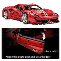 Thumbnail for Building Blocks MOC RC Motorized Ferrari 488 Racing Sports Car Bricks Toys Construction Set Toys - 19