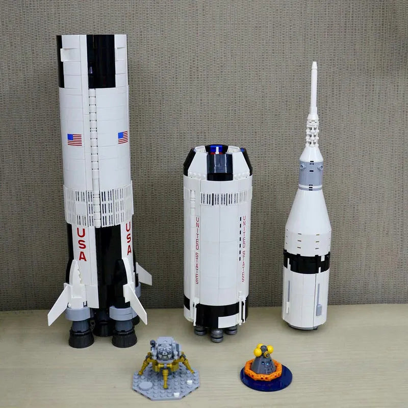 MOC Apollo Saturn V Space Rocket Bricks Toys 37003