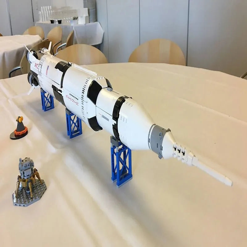 Building Blocks Building Block MOC Idea USA Apollo Saturn V Space Rocket Construction Set Toys - 16