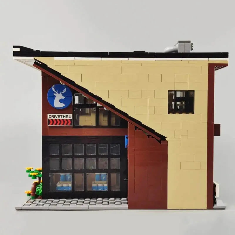 Building Blocks City Street MOC Modern Coffee Shop Bricks Toys 5208 - 4