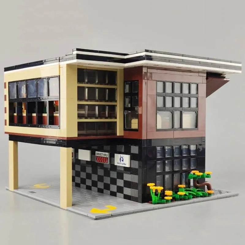 Building Blocks City Street MOC Modern Coffee Shop Bricks Toys 5208 - 7