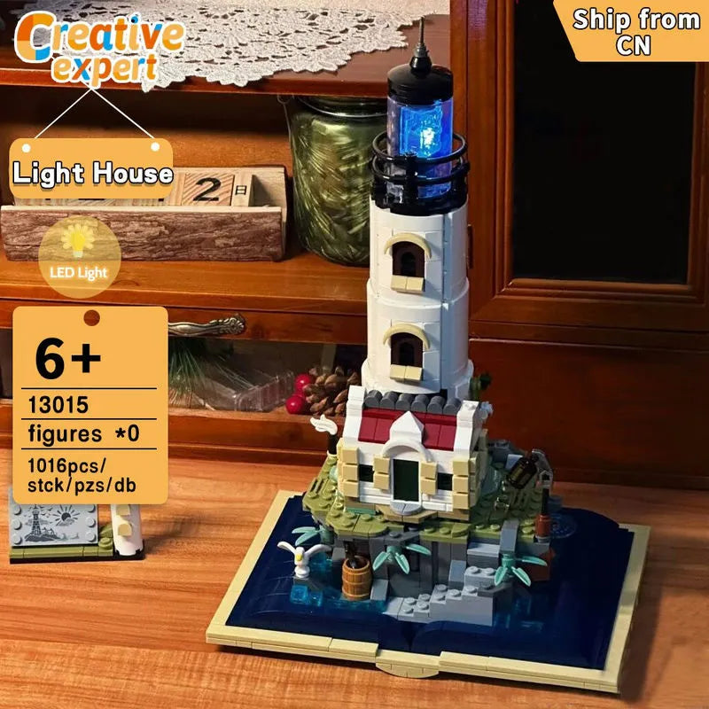 Building Blocks MOC Creator Expert Medieval Lighthouse Tower Bricks Toy Construction Set Toys - 6