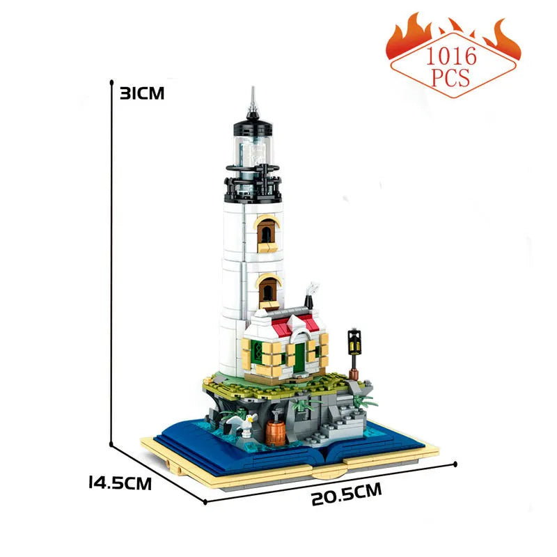 Building Blocks MOC Creator Expert Medieval Lighthouse Tower Bricks Toy Construction Set Toys - 1