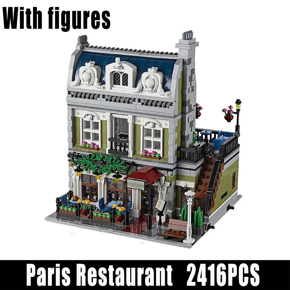 Building Blocks MOC Expert Creator City Parisian Restaurant Bricks Toy 15010 Construction Set Toys - 5