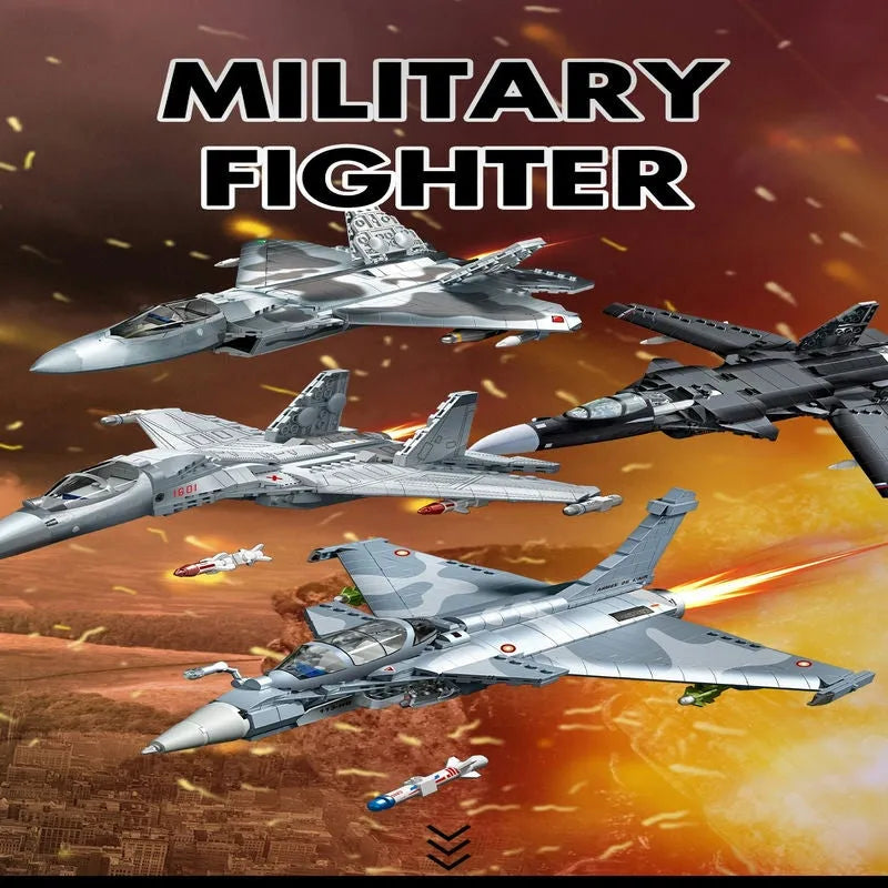 Building Blocks Military MOC F-22 Raptor Fighter Plane Bricks Kids Toy Construction Set Toys - 3