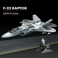 Thumbnail for Building Blocks Military MOC F-22 Raptor Fighter Plane Bricks Kids Toy Construction Set Toys - 5