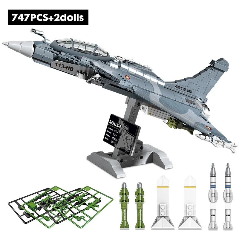 Building Blocks Military MOC Rafale Air Fighter Jet Plane Bricks Kids Toys Construction Set Toys - 4