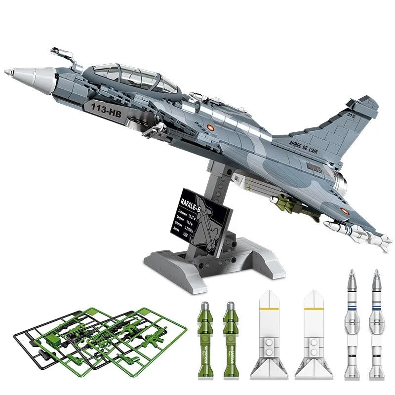 Building Blocks Military MOC Rafale Air Fighter Jet Plane Bricks Kids Toys Construction Set Toys - 1