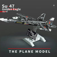 Thumbnail for Building Blocks Military MOC SU47 Golden Air Fighter Plane Bricks Kids Toy Construction Set Toys - 4