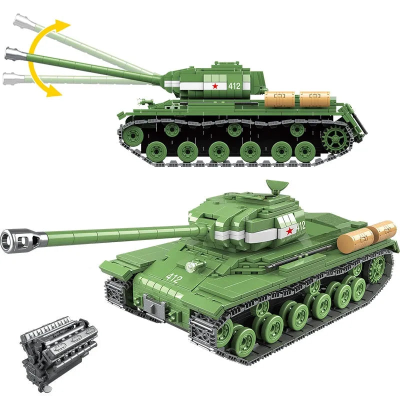 Building Blocks Military WW2 Soviet Army IS-2M Heavy Tank Bricks Toy Construction Set Toys - 1