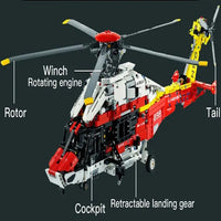 Thumbnail for Building Blocks MOC Motorized Airbus H175 Rescue Helicopter Bricks Toy 74666 Construction Set Toys - 3