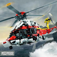 Thumbnail for Building Blocks MOC Motorized Airbus H175 Rescue Helicopter Bricks Toy 74666 Construction Set Toys - 2