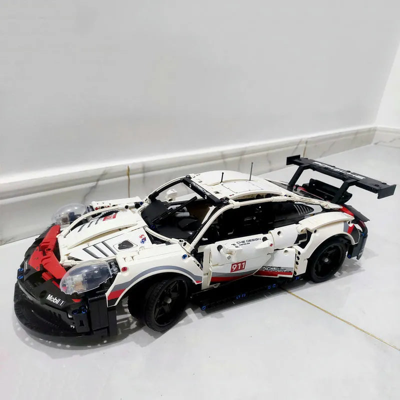 Building Blocks Tech MOC Porsche 911 RSR Racing Sports Car Bricks Toy 20097 Construction Set Toys - 17