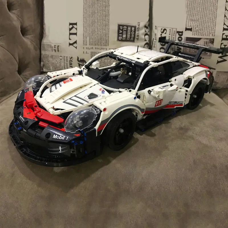 Building Blocks Tech MOC Porsche 911 RSR Racing Sports Car Bricks Toy 20097 Construction Set Toys - 14