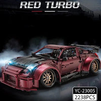 Thumbnail for Building Blocks Tech MOC 23005 Super Red Turbo Racing Car Bricks Toy Construction Set Toys - 8