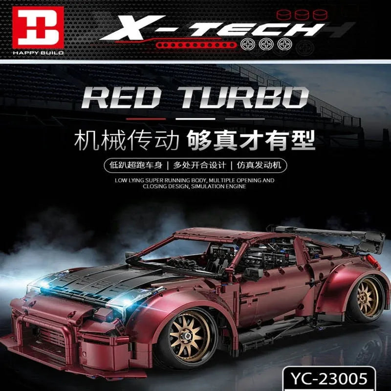 Building Blocks Tech MOC 23005 Super Red Turbo Racing Car Bricks Toy Construction Set Toys - 2