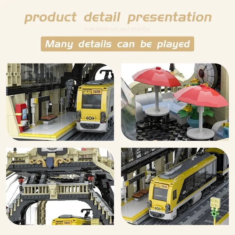 Building Blocks Building Blocks City Street Expert European Trains Station Bricks Toys Construction Set Toys - 10