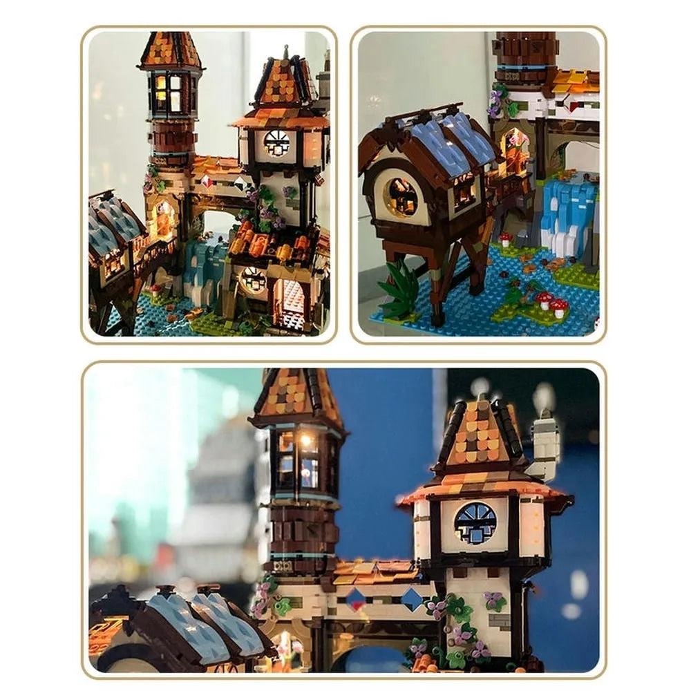 Building Blocks Expert Creator Medieval Town Riverside Scholars Bricks Toy EU Construction Set Toys - 5