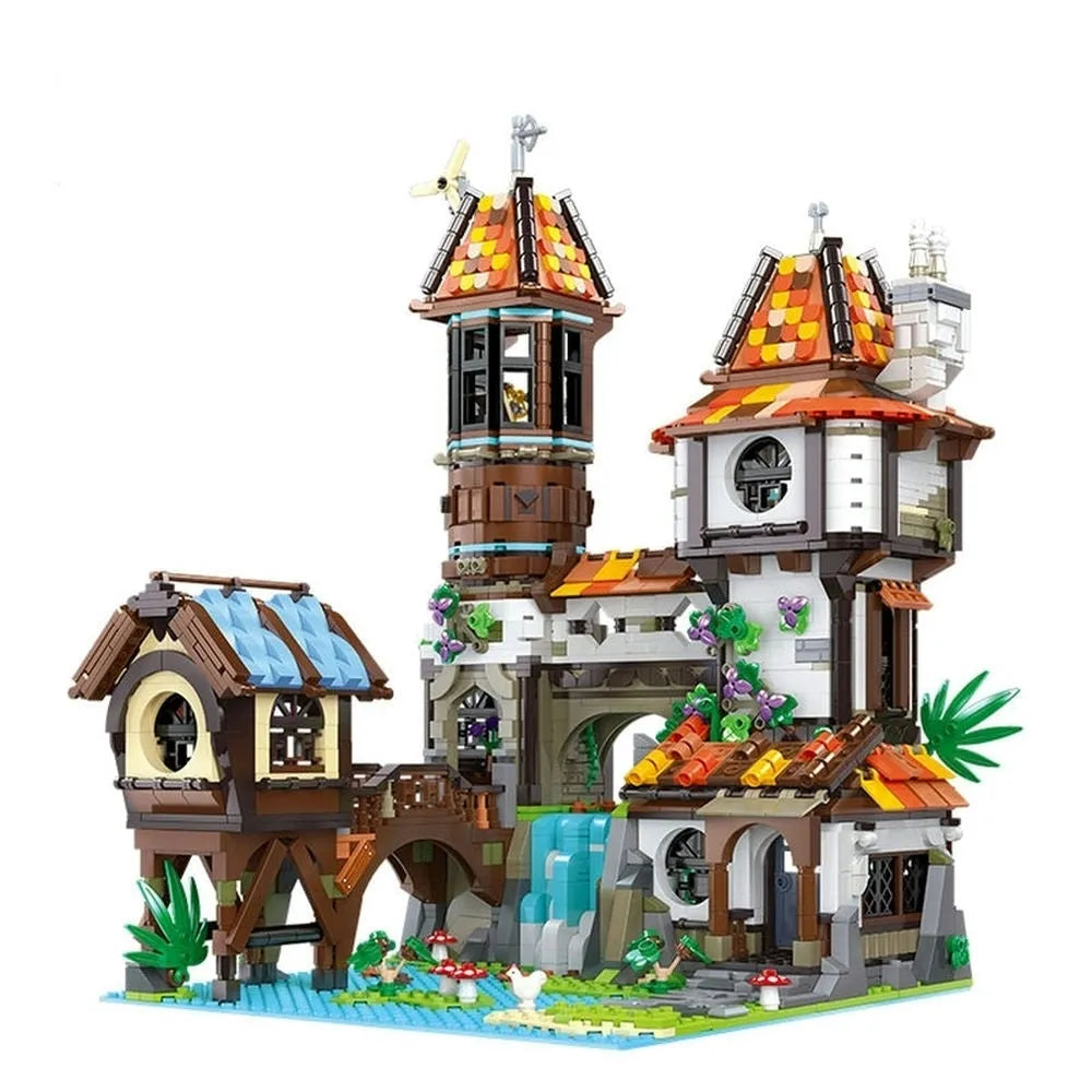 Building Blocks Expert Creator Medieval Town Riverside Scholars Bricks Toy EU Construction Set Toys - 3