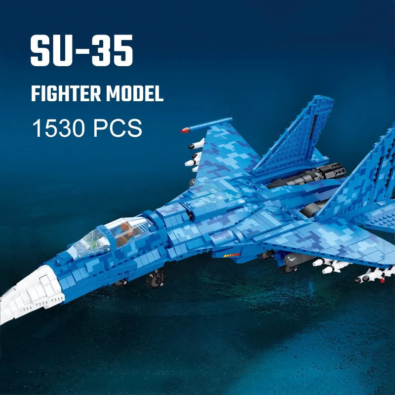 Building Blocks Military MOC SU-35 Fighter Aircraft Jet Plane Bricks Toys Construction Set Toys - 3