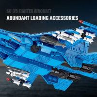 Thumbnail for Building Blocks Military MOC SU-35 Fighter Aircraft Jet Plane Bricks Toys Construction Set Toys - 6