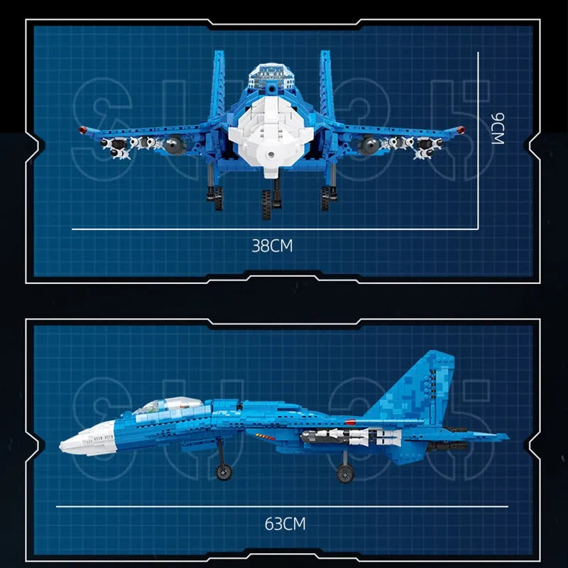 Building Blocks Military MOC SU-35 Fighter Aircraft Jet Plane Bricks Toys Construction Set Toys - 7